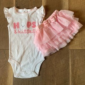 NWOT Carter’s  Hops N Kisses Onesie W/ Fine Net Layered and Lined Skirt